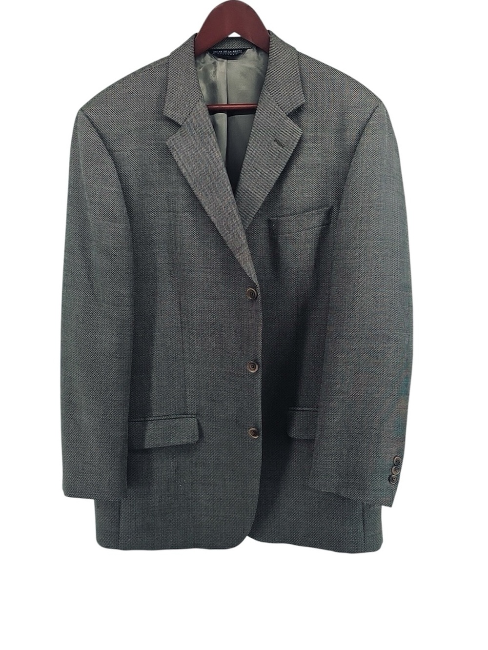 💚 Oscar de la Renta Men's Textured Gray Sport Coat, Size 44 Long